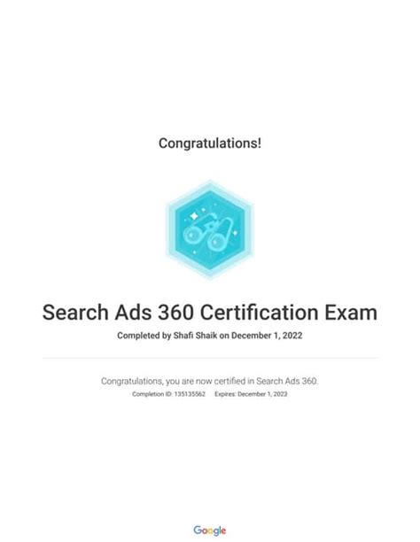 Search Ads 360 Certification Exam : Google.